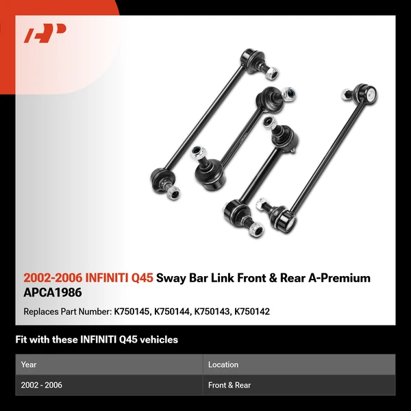 2002-2006 INFINITI Q45 Sway Bar Link Front & Rear A-Premium APCA1986
