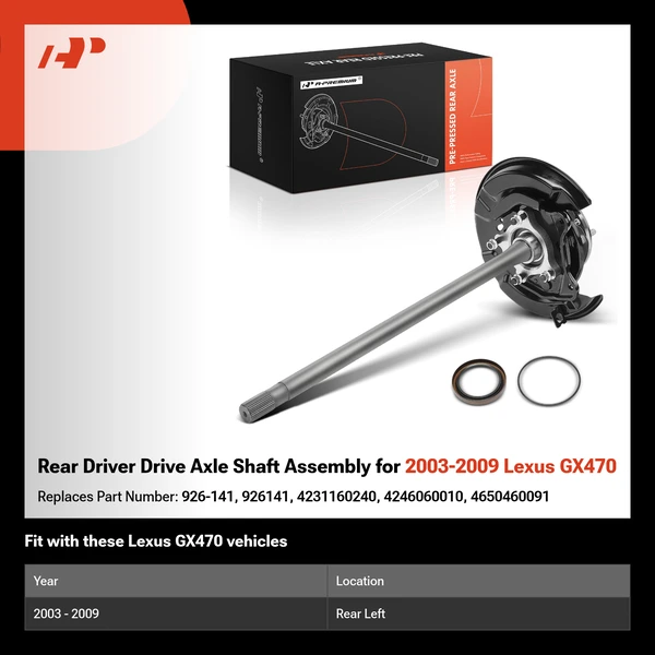 Rear Driver Drive Axle Shaft Assembly for 2003-2009 Lexus GX470