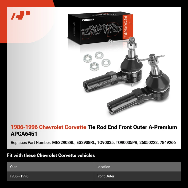 1986-1996 Chevrolet Corvette Tie Rod End Front Outer A-Premium APCA6451