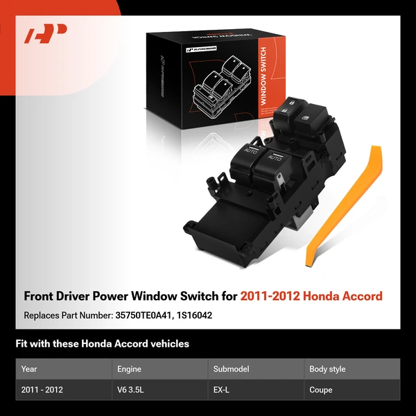 Front Driver Power Window Switch for 2011-2012 Honda Accord