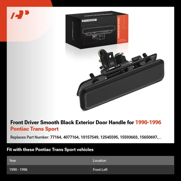 Front Driver Smooth Black Exterior Door Handle for 1990-1996 Pontiac Trans Sport