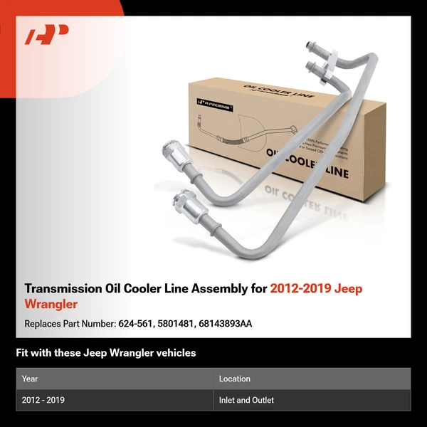 Transmission Oil Cooler Line Assembly for 2012-2019 Jeep Wrangler