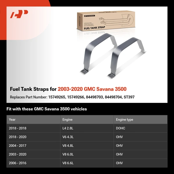 Fuel Tank Straps for 2003-2020 GMC Savana 3500