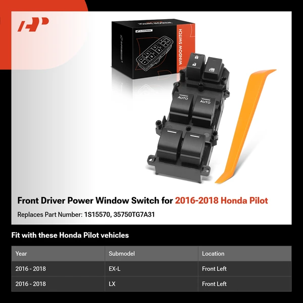 Front Driver Power Window Switch for 2016-2018 Honda Pilot