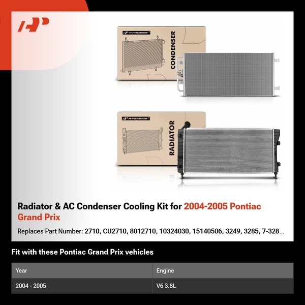 Radiator & AC Condenser Cooling Kit for 2004-2005 Pontiac Grand Prix