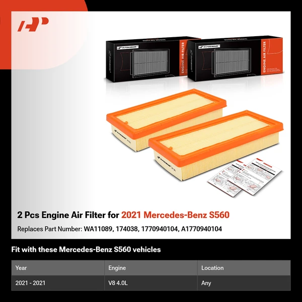 2 Pcs Engine Air Filter for 2021 Mercedes-Benz S560