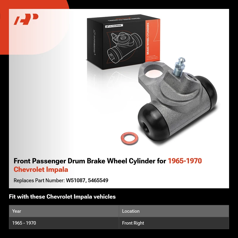 Front Passenger Drum Brake Wheel Cylinder for 1965-1970 Chevrolet Impala