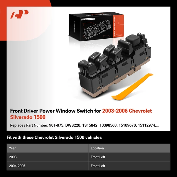 Front Driver Power Window Switch for 2003-2006 Chevrolet Silverado 1500