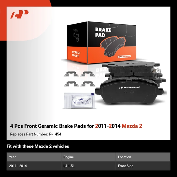4 Pcs Front Ceramic Brake Pads for 2011-2014 Mazda 2