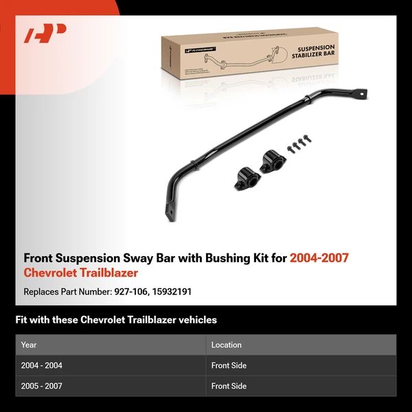 Front Suspension Sway Bar with Bushing Kit for 2004-2007 Chevrolet Trailblazer