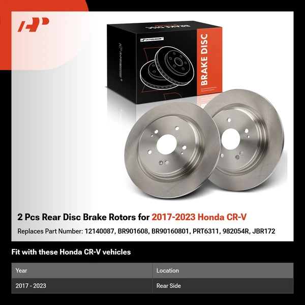 2 Pcs Rear Disc Brake Rotors for 2017-2023 Honda CR-V