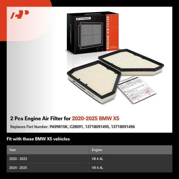 2 Pcs Engine Air Filter for 2020-2025 BMW X5