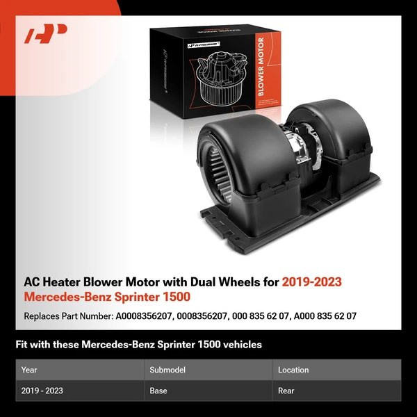 AC Heater Blower Motor with Dual Wheels for 2019-2023 Mercedes-Benz Sprinter 1500