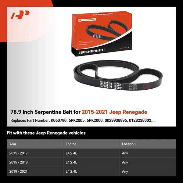 78.9 Inch Serpentine Belt for 2015-2021 Jeep Renegade