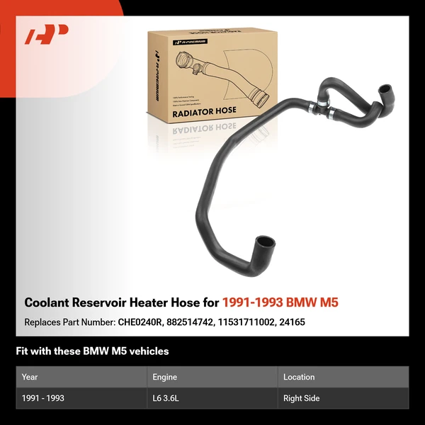 Coolant Reservoir Heater Hose for 1991-1993 BMW M5
