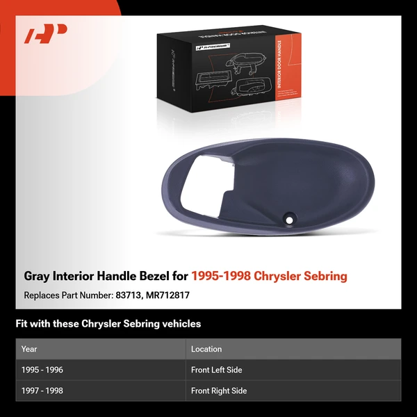 Gray Interior Handle Bezel for 1995-1998 Chrysler Sebring