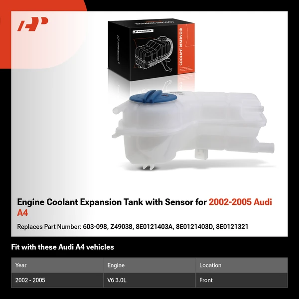 Engine Coolant Expansion Tank with Sensor for 2002-2005 Audi A4