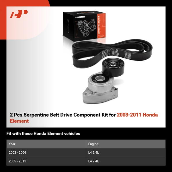 2 Pcs Serpentine Belt Drive Component Kit for 2003-2011 Honda Element