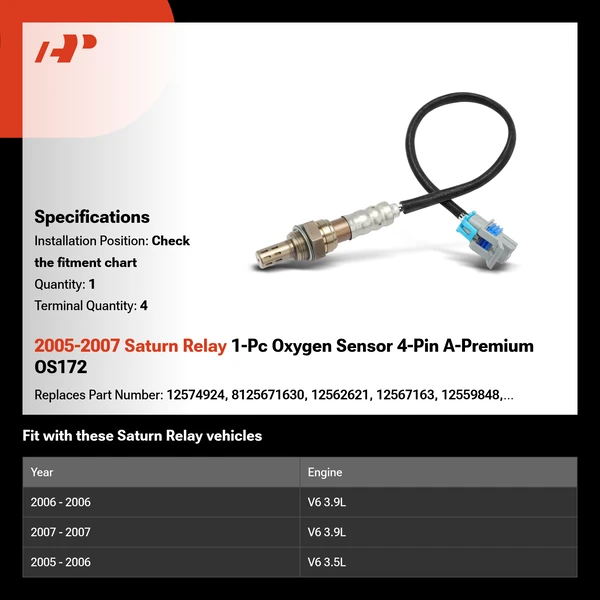 2005-2007 Saturn Relay 1-Pc Oxygen Sensor 4-Pin A-Premium OS172
