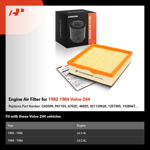 Engine Air Filter for 1982 1984 Volvo 244