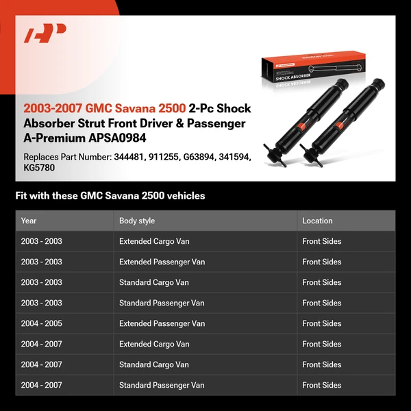 2003-2007 GMC Savana 2500 2-Pc Shock Absorber Strut Front Driver & Passenger A-Premium APSA0984