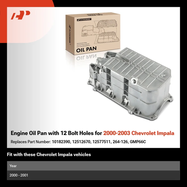 Engine Oil Pan with 12 Bolt Holes for 2000-2003 Chevrolet Impala