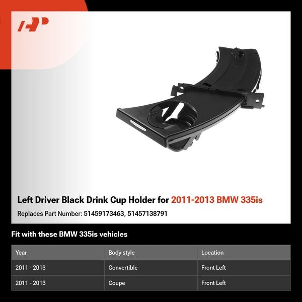 Left Driver Black Drink Cup Holder for 2011-2013 BMW 335is
