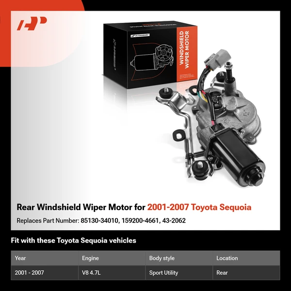 Rear Windshield Wiper Motor for 2001-2007 Toyota Sequoia