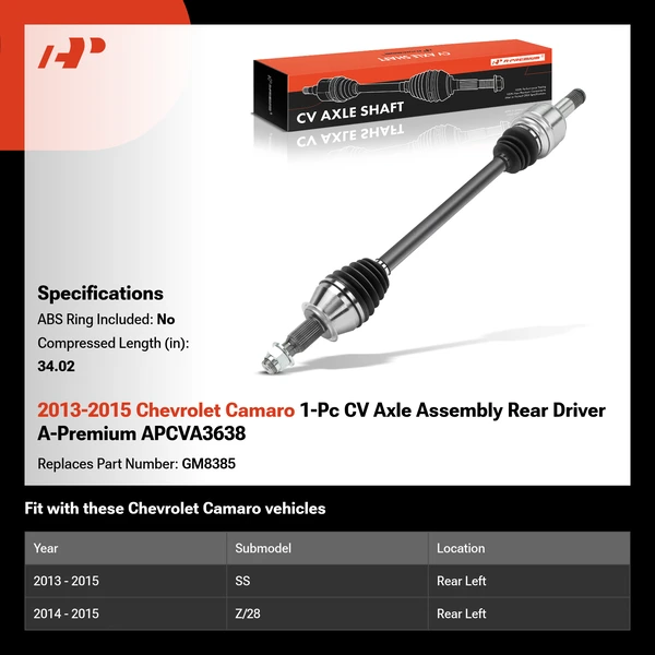 2013-2015 Chevrolet Camaro 1-Pc CV Axle Assembly Rear Driver A-Premium APCVA3638