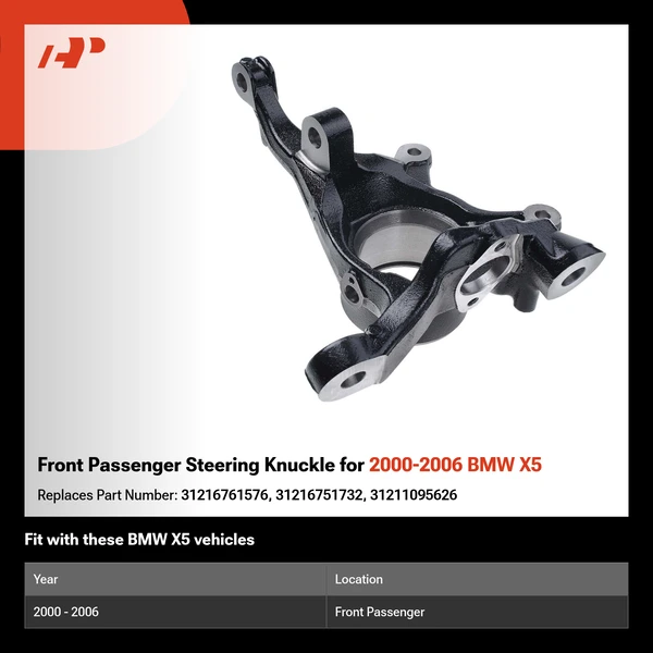 Front Passenger Steering Knuckle for 2000-2006 BMW X5