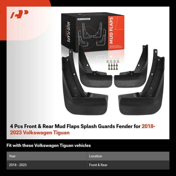 4 Pcs Front & Rear Mud Flaps Splash Guards Fender for 2018-2023 Volkswagen Tiguan