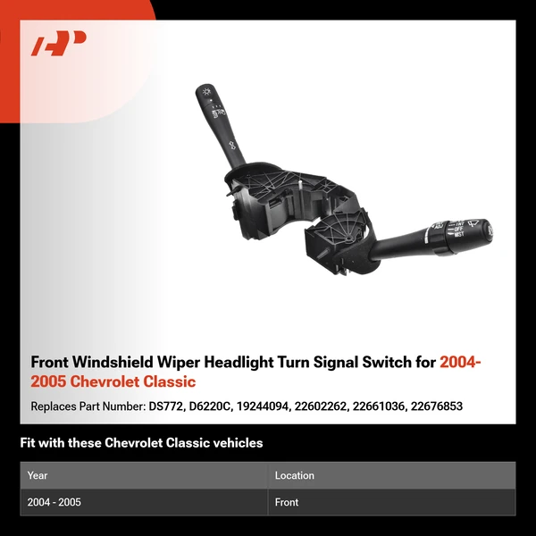 Front Windshield Wiper Headlight Turn Signal Switch for 2004-2005 Chevrolet Classic