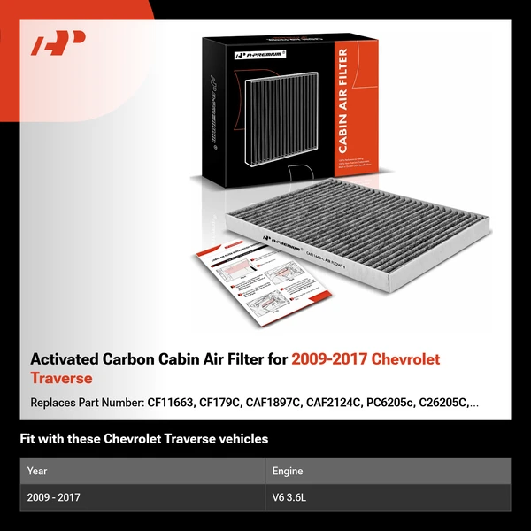 Activated Carbon Cabin Air Filter for 2009-2017 Chevrolet Traverse