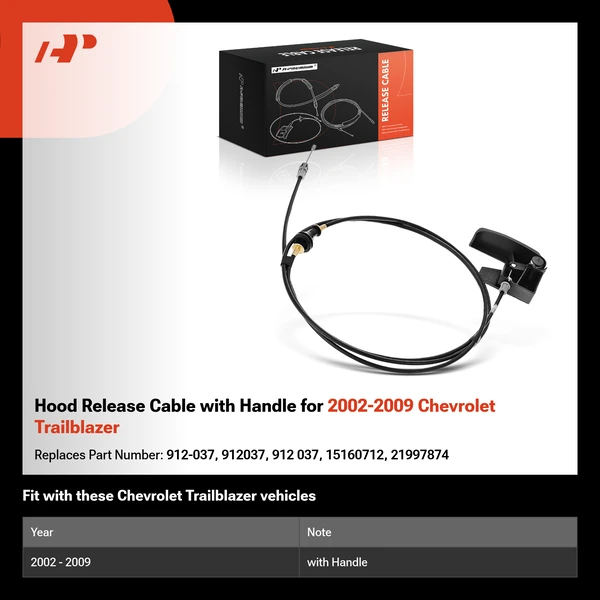 Hood Release Cable with Handle for 2002-2009 Chevrolet Trailblazer