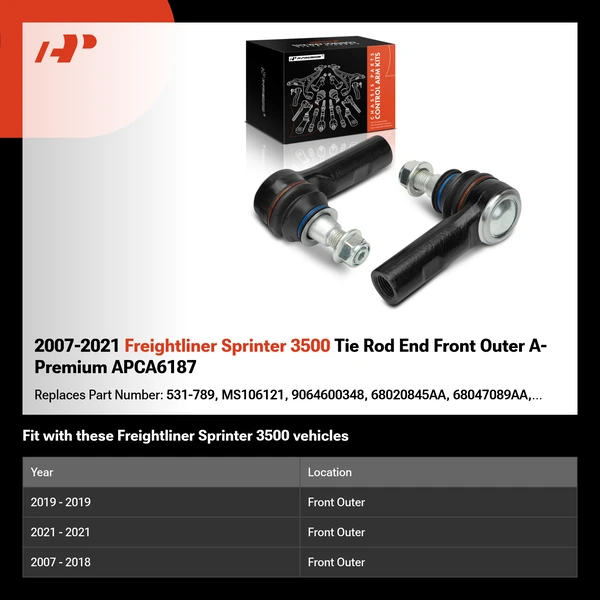 2007-2021 Freightliner Sprinter 3500 Tie Rod End Front Outer A-Premium APCA6187