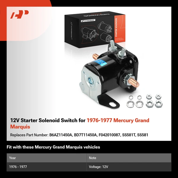 12V Starter Solenoid Switch for 1976-1977 Mercury Grand Marquis