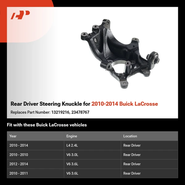 Rear Driver Steering Knuckle for 2010-2014 Buick LaCrosse