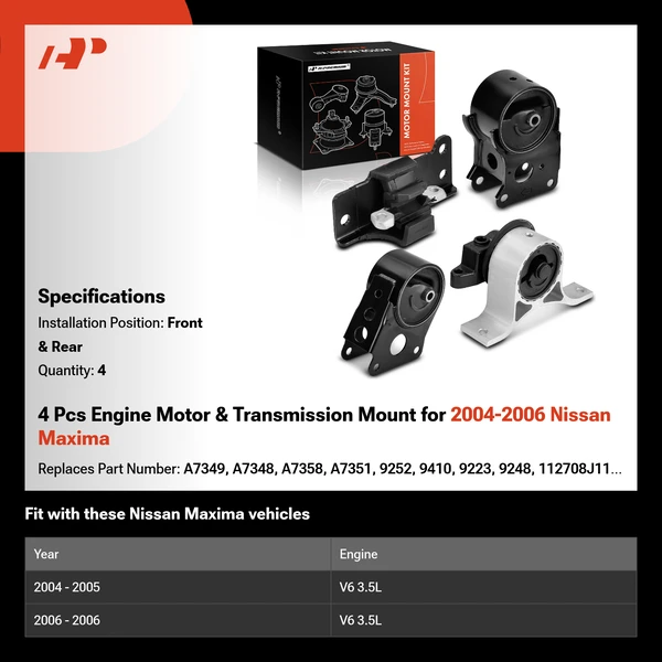 4 Pcs Engine Motor & Transmission Mount for 2004-2006 Nissan Maxima