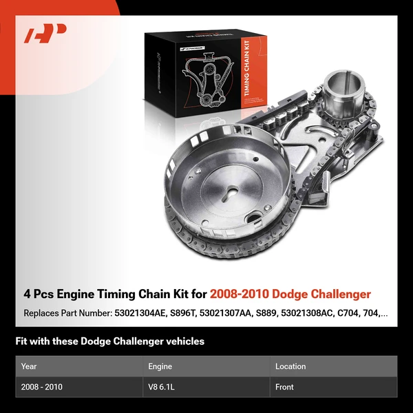 4 Pcs Engine Timing Chain Kit for 2008-2010 Dodge Challenger
