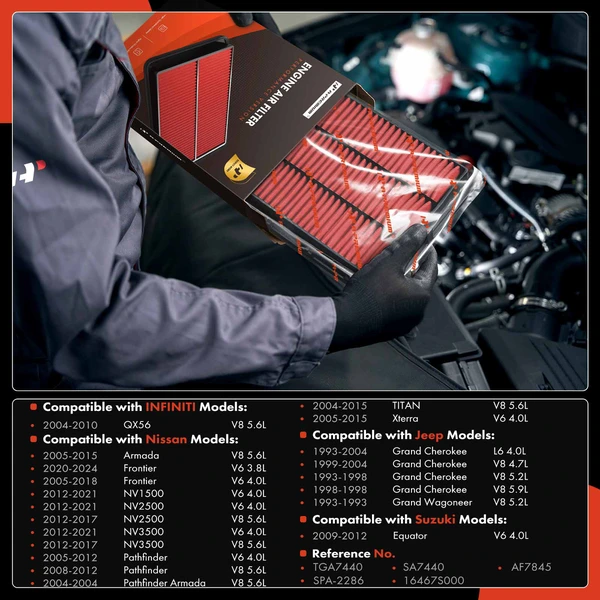 Front Engine Air Filter for Jeep Grand Cherokee Nissan Pathfinder INFINITI QX56 Suzuki