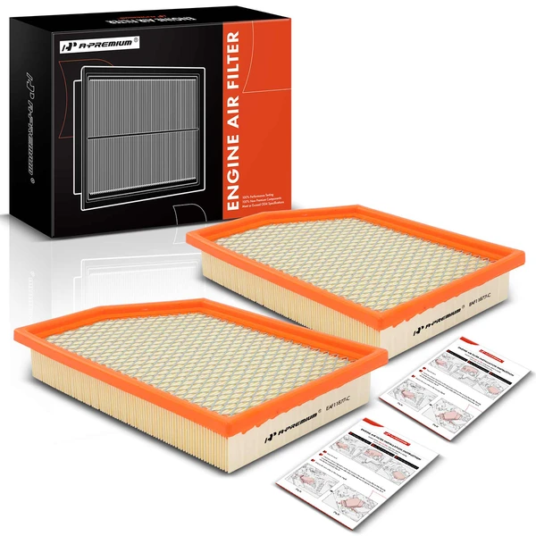 2 Pcs Engine Air Filter with Flexible Panel for 2014-2018 Jeep Cherokee