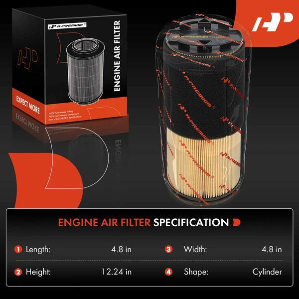 Front Engine Air Filter for Volvo S60 2004-2009 V70 2004-2007 L5 2.4L 2.5L