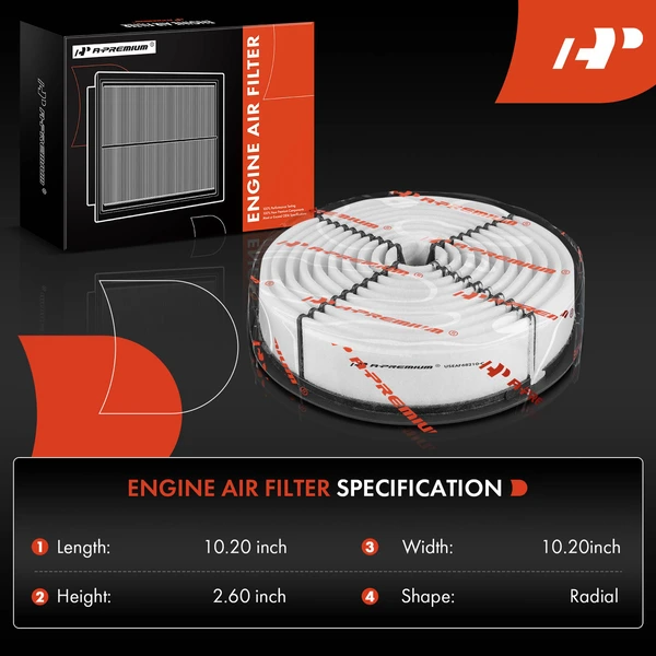 Engine Air Filter with Rigid Panel for Lexus LS400 1990-2000 V8 4.0L