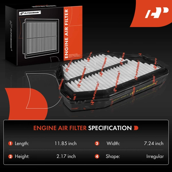 Engine Air Filter with Rigid Panel for Acura CL Honda Accord Odyssey Isuzu Oasis