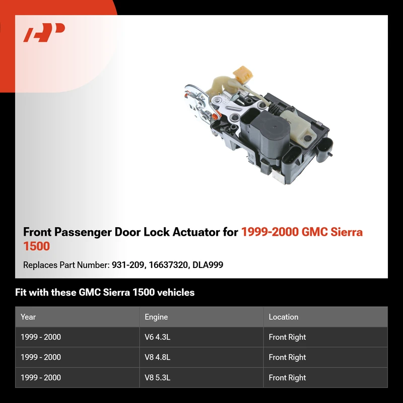 Front Passenger Door Lock Actuator for 1999-2000 GMC Sierra 1500