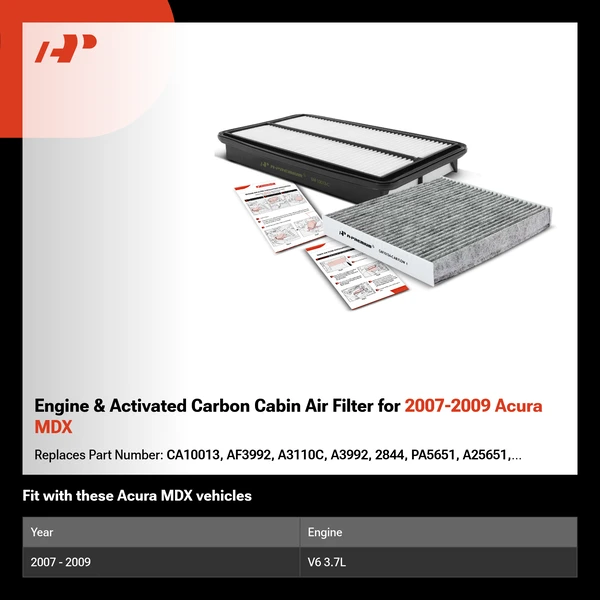 Engine & Activated Carbon Cabin Air Filter for 2007-2009 Acura MDX