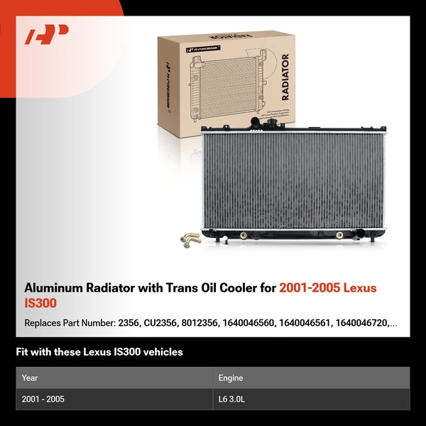 Aluminum Radiator with Trans Oil Cooler for 2001-2005 Lexus IS300