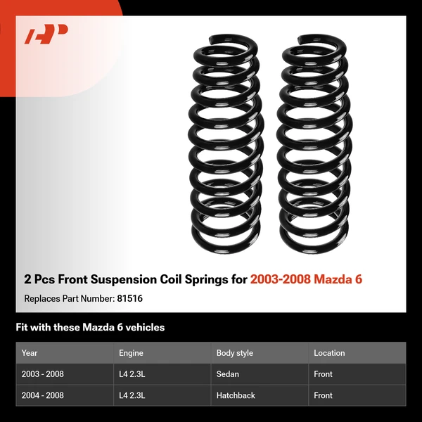 2 Pcs Front Suspension Coil Springs for 2003-2008 Mazda 6
