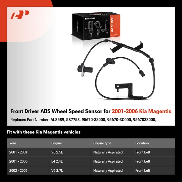 Front Driver ABS Wheel Speed Sensor for 2001-2006 Kia Magentis