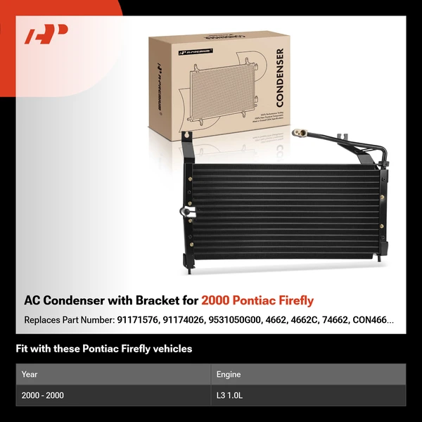 AC Condenser with Bracket for 2000 Pontiac Firefly